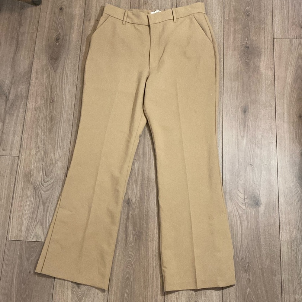 Abercrombie & Fitch | High Rise Tailored Spilt Hem Flare Trousers | Tan | Sz 14 - Picture 5 of 10
